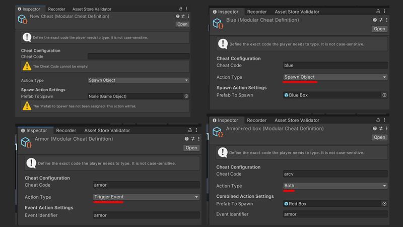 Image of ModularCheatDefinition Inspector